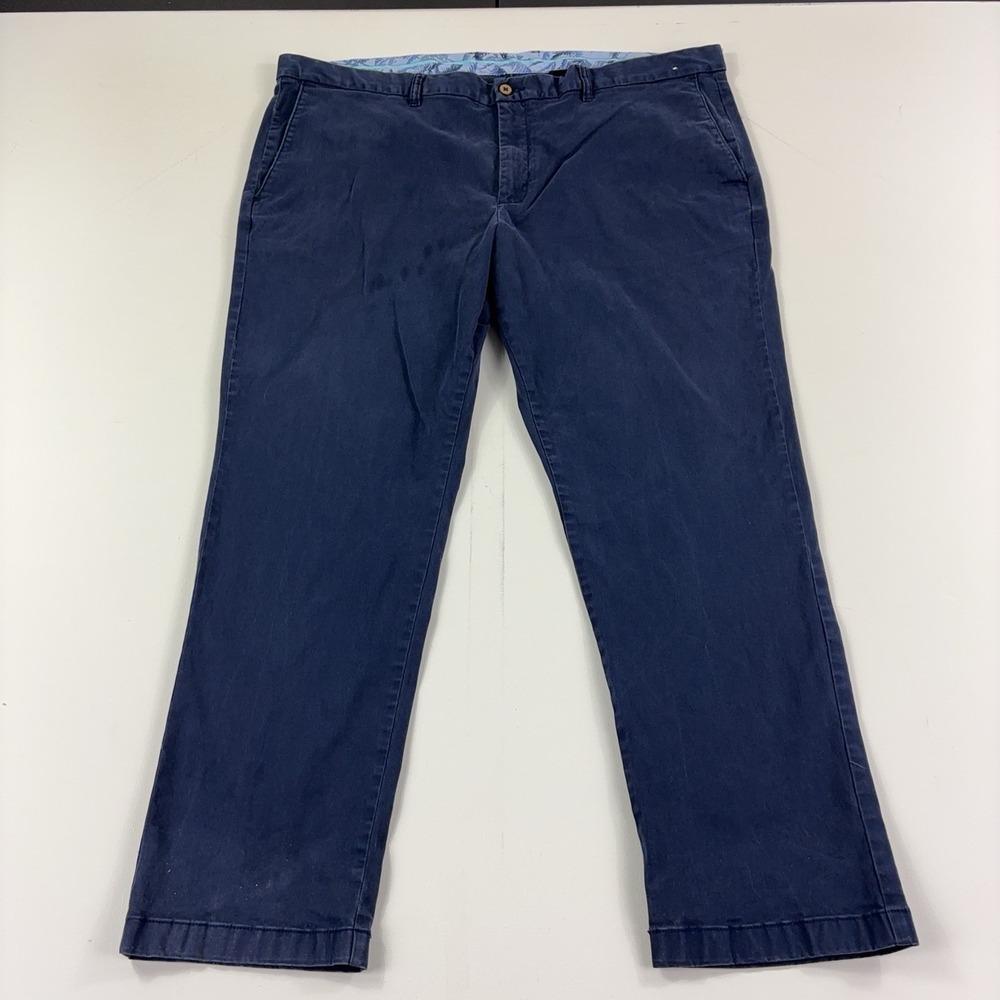Tommy Bahama Boracay Pants Mens 44x30 Blue Stretch Chino Flat Front Island